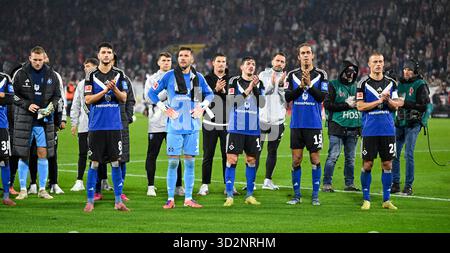 Team HSV Hamburg nach dem Spiel Köln, 2. November 2025, Fußball, Bundesliga, 1. FC Köln - HSV Hamburg Stockfoto