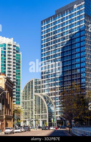 Blick auf die renovierte 16th Street in Downtown Denver, Colorado Stockfoto
