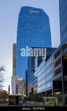 Blick auf die renovierte 16th Street in Downtown Denver, Colorado Stockfoto
