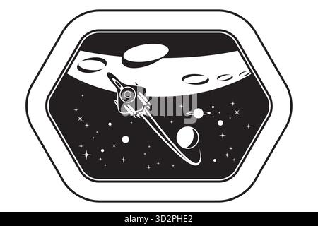 Ansicht vom Raumschiff, das über den Mars fährt - Vektorillustration Stock Vektor