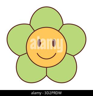 Grooviger Retro Gänseblümchenaufkleber Stock Vektor