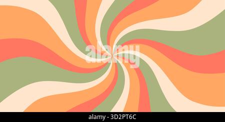 Grooviger Retro Sun Burst Swirl Hintergrund Stock Vektor