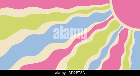 Grooviger Retro-Sonnenstrahl-Hintergrund Stock Vektor