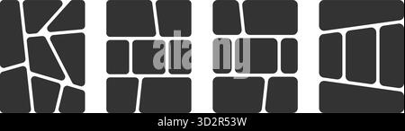 Eine Reihe von Manga-Comic-Vorlagen. Anime-Seitenbereiche auf weißem Hintergrund isoliert. Raster für Storyboard. Layouts für Fotocollage, Poster, Banner oder Graphic Novel. Vektorabbildung. Stock Vektor