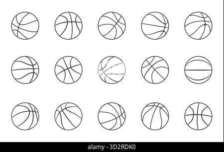 Set von Basketballkugeln, Basketballumriss, Basketball svg, Basketball Silhouette, Basketball Ball Clipart, Basketball-Übersicht, Sport b Stock Vektor