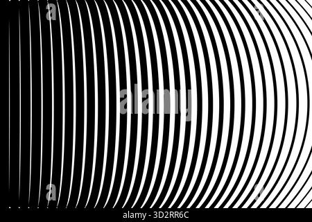 Gestreifter verlaufender Hintergrund mit abstrakter Abstufung von dicken und fetten vertikalen Linien. Geometrischer Halbton parallel monochromatisch bg. Stock Vektor