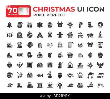 Symbolsatz für Weihnachtsglyphe Stock Vektor