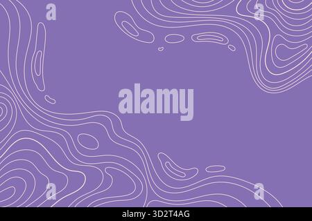 Violette topografische grüne Landschaftskarte mit Raster und Linien, Geländeumriss. Banner mit geografischem Bergresistich. Welliger abstrakter Konturhintergrund Stock Vektor