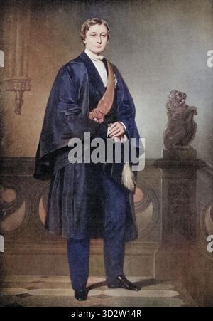 Albert Edward, Prinz von Wales, 1841–1910, später König Eduard VII., hier als Student in Oxford abgebildet. Aus *Edward VII: His Life and Times*, veröffentlicht 1910, digital restaurierte Reproduktion eines (farbigen) Originals aus dem 19. Jahrhundert. Historisch, exaktes Datum unbekannt. Stockfoto