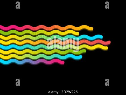 Farbenfroher glatter, geschwungener Zickzack-Streifen abstrakter Grunge-Hintergrund. Elegantes Grafikdesign mit Vektor Stock Vektor