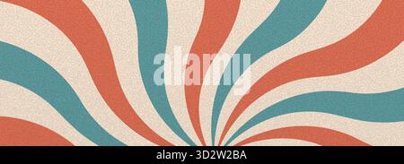Grooviges rotes und blaues, welliges Zirkus-Windrad. Retro-Starburst-Flüssigkeitshintergrund. Abstrakte Illustration der Sonnenstrahlen. Vektorwelle Karnevalsdekoration. Radiale s Stock Vektor