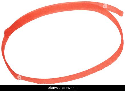 Handgezeichnete orangefarbene Markierungsskizze, abstrakte Tusche, Ovalstrich für Hervorhebung, Hervorhebung, Unterstreichen, Geschäftsnotiz, Doodle-Design, isolierte einfache Rou Stockfoto