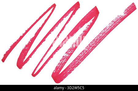 Rote Zickzack-Pinselstriche auf weißem Hintergrund Stockfoto