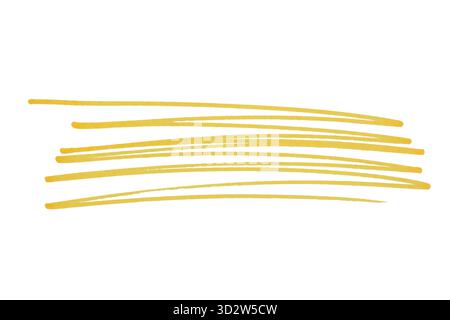 Gelbe Zickzack-Pinselstriche auf weißem Hintergrund Stockfoto