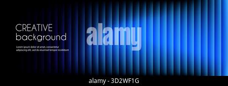 Abstraktes blaues Banner aus refraktioniertem, gestreiftem Glas. Kreativer Vektor langer Hintergrund für Geschäftspräsentationen, Web-Header-Design Stock Vektor