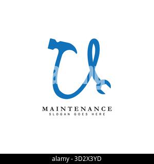 U House Maintenance-Logo mit Buchstabe. Symbol für Gebäudekonstruktion mit Buchstabe U Stock Vektor