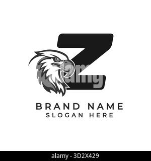 Letter Z Logo Konzept mit Adlergesicht. Symbol „Falcon“ (Buchstabe Z) Stock Vektor