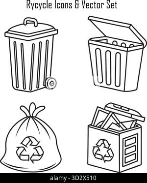 Recyceln Sie die Illustration der Symbole mit umweltfreundlichen und Nachhaltigkeitselementen Stock Vektor