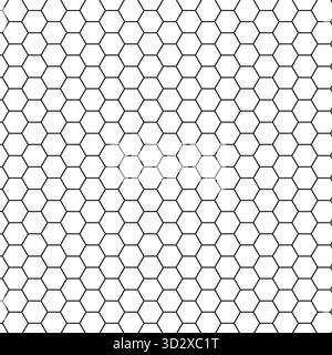 Nahtloses Muster des sechseckigen Zellrasters. Moskitonetz, Bienenkamm Gitterstruktur. Fischnetz, Honigwabensechseckige Mesh-Hintergrund. Fenster-Mückenspitze. Lautsprecher Stock Vektor