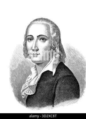 Johann Christian Friedrich Hölderlin 20. März 1770 bis 7. Juni 1843 war ein deutscher Dichter, der zu den bedeutendsten Lyrikern seiner Zeit zählt, Hi Stockfoto