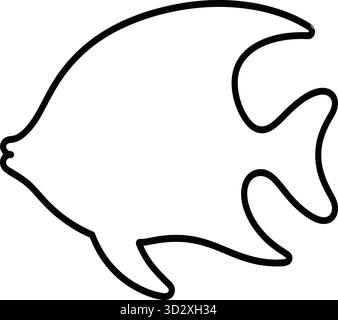 Dieses Bild zeigt einen minimalistischen Umriss eines Fisches, der durch glatte, fließende Linien gekennzeichnet ist, die seine Form definieren. Die Einfachheit des Designs macht es aus Stock Vektor