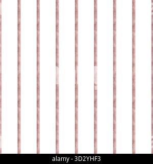 Nahtloses Muster mit violetten rosa Streifen und Linien. Handgezeichnete Aquarellillustration isoliert vom Hintergrund. Geometrischer Druck für Textilien Stockfoto