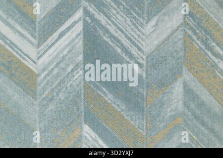 Teal Chevron Fischgrätmuster-Wandverkleidung mit Pinselstrichen und dezentem Gold Stockfoto