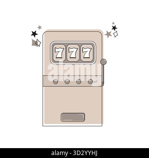 Spielautomat mit einer Gewinnkombination von 777 Jackpots. Glück, Glücksspiel und Casino-Erfolg. Vektorabbildung. Stock Vektor