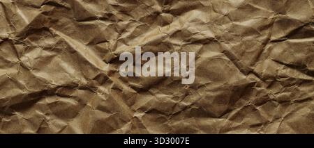 Zerknittertes Braunes Papier Faltige Textur Abstrakter Hintergrund Stockfoto