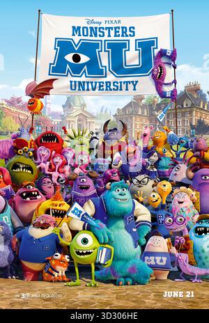 Monster University (2013) unter der Regie von Dan Scanlon mit Billy Crystal, John Goodman und Helen Mirren. Mike und Sulley's College Rivalität verwandelt sich in Freundschaft, wenn sie lernen, was man braucht, um Top-Schreiber zu werden. US-Poster NUR FÜR REDAKTIONELLE ZWECKE. Quelle: BFA / Walt Disney Studios Motion Pictures Stockfoto