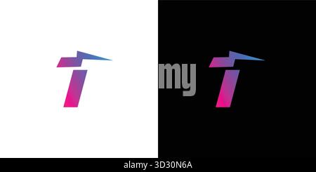 Einzigartiges und modernes Thunder T-Logo Stock Vektor