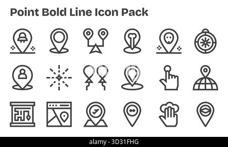 Ein vielseitiger Satz von 18 Vektorsymbolen mit Schwerpunkt auf Punkt, ideal für mobile Anwendungen und Web-Anwendungen. Stock Vektor