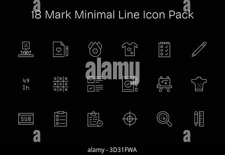 Professionell gestaltete 18 Symbole im Minimal Line-Stil, die das Wesen von Mark für das UI-Design widerspiegeln. Stock Vektor