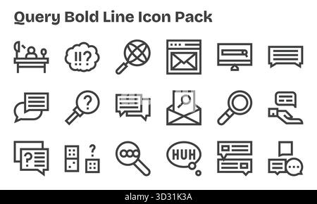Ein vielseitiger Satz von 18 Vektorsymbolen mit Schwerpunkt auf Abfrage, ideal für mobile Anwendungen und Web-Anwendungen. Stock Vektor
