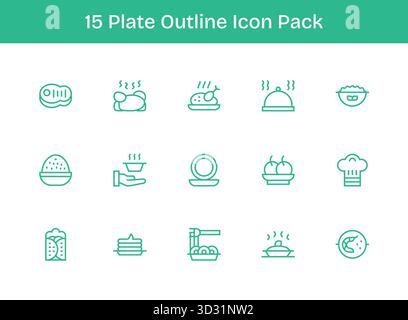 Dieses Set aus 15 Gliederungssymbolen erfasst die Themen der Platte, die sich perfekt für technische und geschäftliche Anwendungen eignen. Stock Vektor