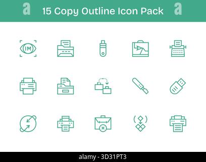 Eine übersichtliche Sammlung von 15 Gliederungssymbolen für Kopieren, die für moderne Dashboards und Schnittstellen entwickelt wurden. Stock Vektor