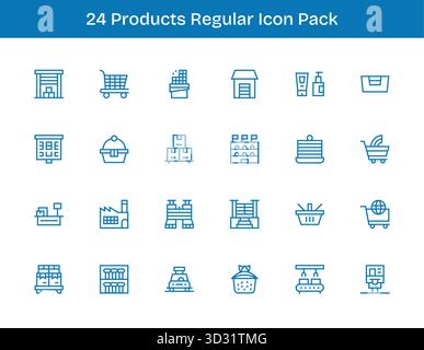 Laden Sie 24 skalierbare Symbole für reguläre Outline herunter, die für Produkte entwickelt wurden und für professionelle und kreative Projekte geeignet sind. Stock Vektor