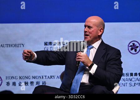 Hongkong, Hongkong. November 2025. Harvey Schwartz, CEO Carlyle, sprach auf dem Global Financial Leaders' Investment Summit 2025 am 4. November 2025 in Hongkong. (Foto: Kobe Li/Nexpher Images/SIPA USA) Credit: SIPA USA/Alamy Live News Stockfoto