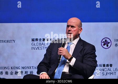 Hongkong, Hongkong. November 2025. Harvey Schwartz, CEO Carlyle, sprach auf dem Global Financial Leaders' Investment Summit 2025 am 4. November 2025 in Hongkong. (Foto: Kobe Li/Nexpher Images/SIPA USA) Credit: SIPA USA/Alamy Live News Stockfoto