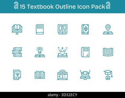 Dieses Set aus 15 Gliederungssymbolen enthält Themen aus Lehrbüchern, die sich perfekt für technische und geschäftliche Anwendungen eignen. Stock Vektor