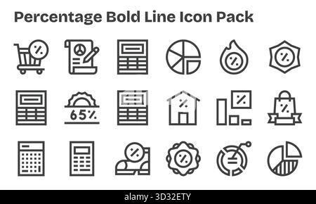 Diese Kollektion umfasst 18 Symbole im Stil der Bold Line, die auf das jeweilige Thema zugeschnitten sind und sich hervorragend für digitales Design eignen. Stock Vektor