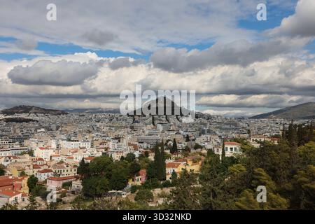 Panorama von Athen von der Akropolis, Skyline von Griechenland. Hochwertige Fotos Stockfoto