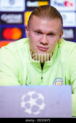 Erling Haaland von Manchester City während einer Pressekonferenz im Etihad Stadium in Manchester. Bilddatum: Dienstag, 4. November 2025. Stockfoto
