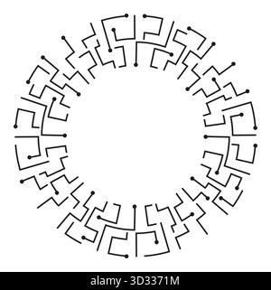 Futuristisches Cyber-Labyrinth in kreisförmigem geometrischem Design Stock Vektor