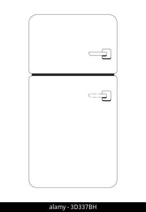 Retro-Kühlschrank mit zwei Fächern, 2D-Zeilenobjekt Stock Vektor