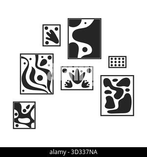 Gerahmte abstrakte Wandbilder 2D-Linienobjekte Stock Vektor
