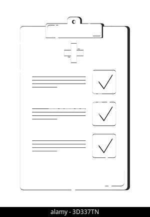 Medizinische Checkliste Zwischenablage kritzelt lineares Objekt Stock Vektor