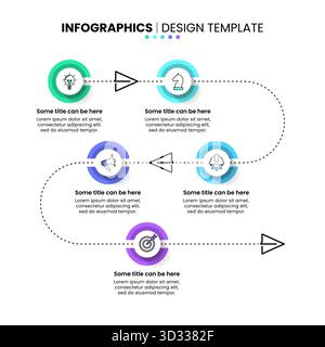Infografik-Vorlage mit Symbolen und 5 Optionen oder Schritten. Linie. Kann für Workflow-Layout, Diagramm, Banner, webdesign verwendet werden. Vektorgrafik Stock Vektor
