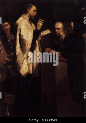 CRESPI, Giuseppe Maria (* 1665, Bologna, d. 1747, Bologna) Ehe 1712 Öl auf Leinwand, 127 x 94 cm Edelsteingalerie, Dresden dieses Gemälde gehört zu einer Serie von Crespi, die die sieben Sakramente als einzelne Szenen darstellt: Taufe, Beichte, Bestätigung, Kommunion, extreme Salbung, Ordination und Ehe. --- Schlüsselwörter: ----------------- Autor: CRESPI, Giuseppe Maria Titel: Ehe Zeitlinie: 1701-1750 Schule: Italienisch Form: Malerei Art: Religiös Stockfoto