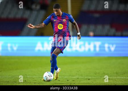Barcelona, Spanien. November 2025. Marcus Rashford vom FC Barcelona während des La Liga EA Sports Spiels zwischen dem FC Barcelona und Elche CF spielte am 2. November 2025 im Lluis Companys Stadium in Barcelona, Spanien. (Foto: Bagu Blanco/PRESSIN) Credit: PRESSINPHOTO SPORTS AGENCY/Alamy Live News Stockfoto